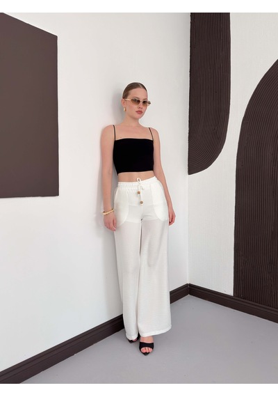 Verymoda Keten Pantolon D2381 Krem