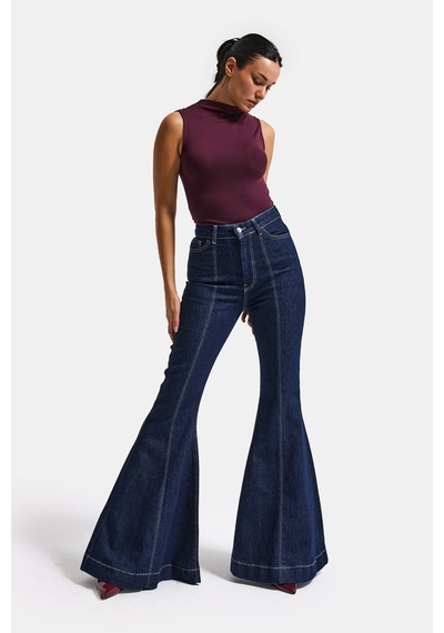 Itsbasic Kadın İndigo 7s6-50 Flare Fit Viskon Kumaş Elastan Denim Jean