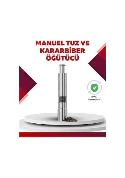 Hafif Ve Kompakt, Taşınabilir Baharat Öğütücü - Mutfak Ve Masa İçin Gümüş