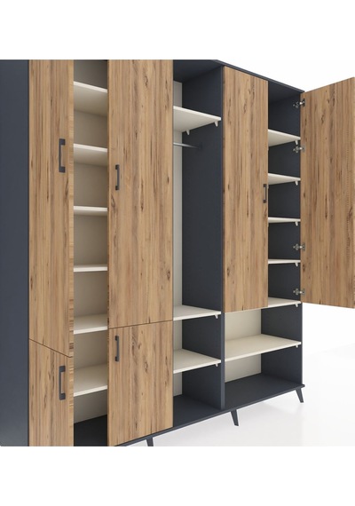 Hyperion Dolap 15 Raflı 5 Kapaklı Tek Askılı 220x44x243 Antrasit-çam/aytaşı Atlas Çam/aytası Hyperion Dolap 15 Raflı 5 Kapaklı Tek Askılı 220x44x243 Antrasit-çam/aytaşı Atlas Çam/aytası