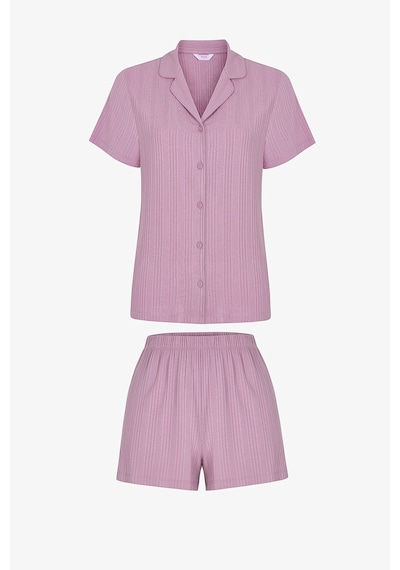 Penti Pembe Violet Gömlek Şortlu Pijama Takımı