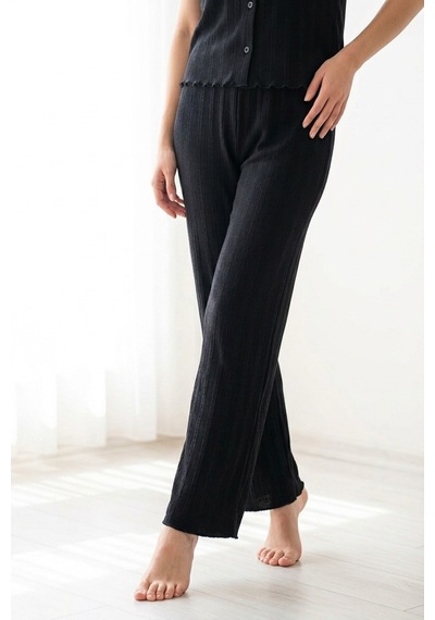 Aura Collections Kadın Ayıcık Desenli Bambu Viskon Kısa Kollu Soft Örme Pijama Takımı Siyah