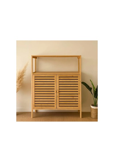 Çok Amaçlı Dolap Ahşap Bambu Organizer Raflı 66x33x85cm 5566 Çok Renkli Çok Renkli