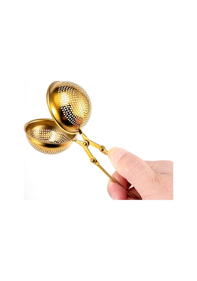 Küre Tasarımlı Gold Renkli Paslanmaz Çelik Çay Süzgeci