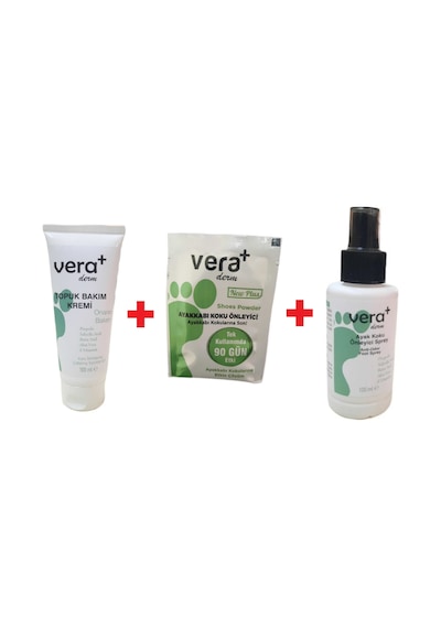 Vera Derm Topuk Bakım Kemi 100 ML + Ayak Koku Önleyici Sprey 100 ML + Ayak ve Ayakkabı Koku Önleyici Toz