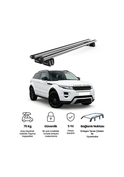 Pençe Land Rover Evoque 3d Ara Atkı 2011-2018 Uyumlu Gri Ara Atkı Port Bagaj Tavan Barı