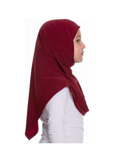 Hürrem Bone Bordo Pratik Hazır Geçmeli Çocuk Tesettür Bone Sandy Kumaş Kendin Bordo