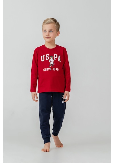 U.S. Polo Assn. Erkek Çocuk Pijama Takımı Baskılı Kırmızı Uzun Kol Pijama Takımı Us2639-c-v2 Us2639-c-v2