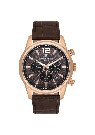Danıel Kleın Dk.1.14063-4 Kahverengi Deri Kordon Erkek Kol Saati Rose Gold