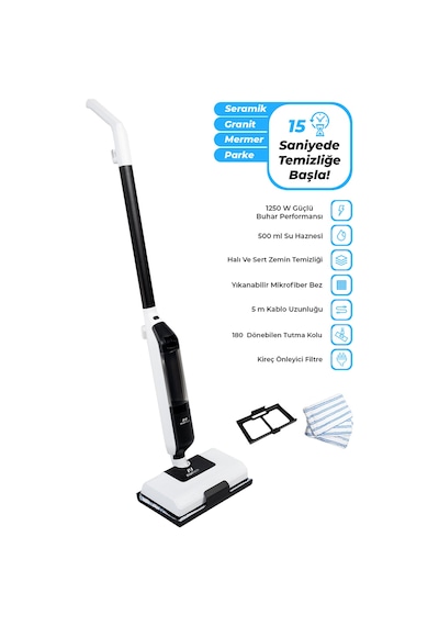 Pirantech CB-702 1250 W Buharlı Mop Halı Ve Sert Zemin Temizleyici