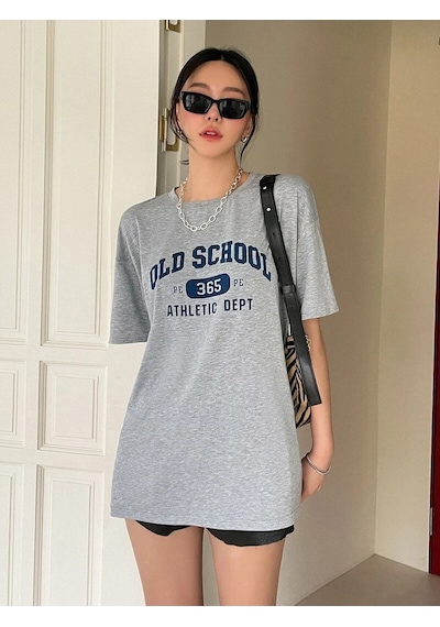 Flood Of Style Kadın Gri Old Scholl 365 Baskılı Oversize T-shirt