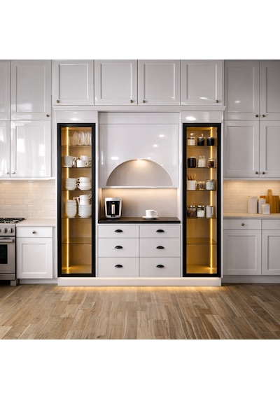 Lüks High Gloss Mutfak Dolabı & Kahve Köşesi - %100 Mdf Gövde, Led Aydınlatmalı, 6 Çekmeceli 190x230 Parlak Deluxe Gri Lüks High Gloss Mutfak Dolabı & Kahve Köşesi - %100 Mdf Gövde, Led Aydınlatmalı, 6 Çekmeceli 190x230 Parlak Deluxe Gri