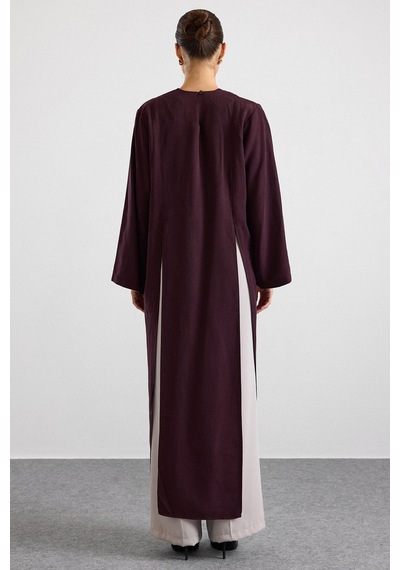 Olcay Derin Yırtmaçlı Oversize Uzun Tunik Mürdüm 9838