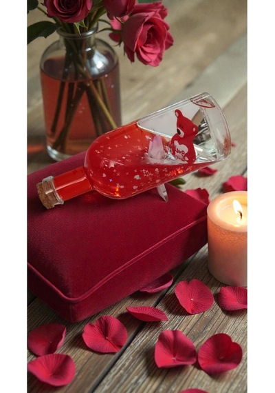 Ayıcılıklı Love Yazılı Sevgililer Gününe Özel Batmayan Sulu Biblo Boyut 16cm 1 Adet Gönderim