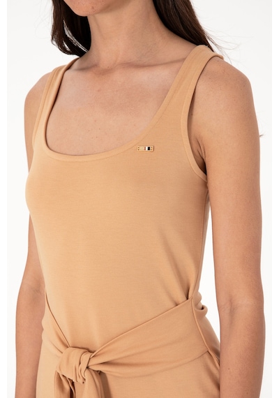 U.S. Polo Assn. Kadın Camel Kolsuz Bisiklet Yaka Midi Boy Örme Elbise 50306676-VR015