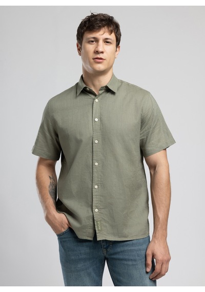 Lee Cooper Haki Erkek Keten Karışımlı Gömlek 262 Lcm 241003 Andre Haki