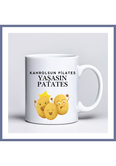 Bezos Kahrolsun Pilates Yaşasın Patates Komik Tasarım Kupa Model 229 Eğlenceli Baskılı Seramik Kahve Kupası Dlra Çok Renkli