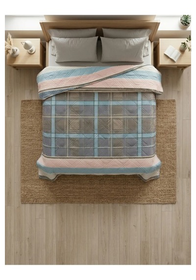Elegancehome Desenli Yatak Örtüsü 200x220 Cm - Çift Kişilik Mikrofiber Yumuşak Dokulu Bej