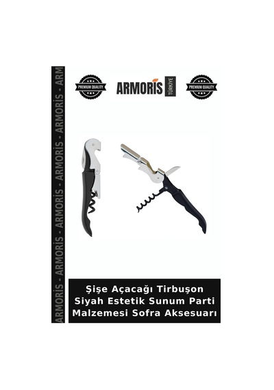Şişe Açacağı Tirbuşon Siyah Estetik Sunum Parti Malzemesi Sofra Aksesuarı