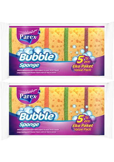 Bubble Sünger Düz 5'li İkili Set