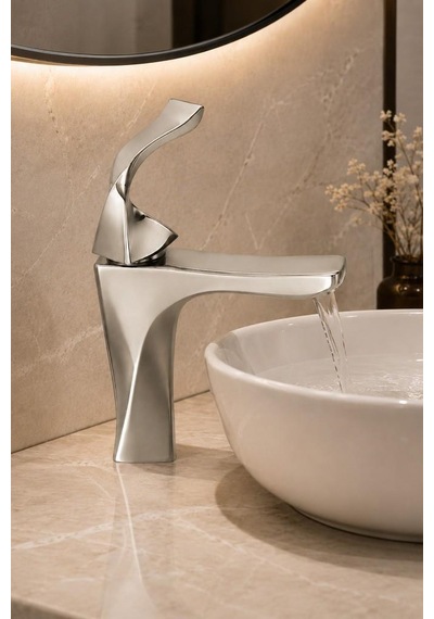 Fexo Kısa Lavabo Bataryası Mat Nıkel Mat Nikel