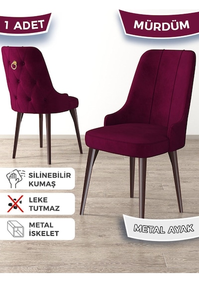 Canisa Newa Serisi, 1.sınıf Babyface Kumaş Kahve Metal Gold Halkalı, 1 Adet Mürdüm Sandalye Sandalye Mürdüm Ayaklar Kahve