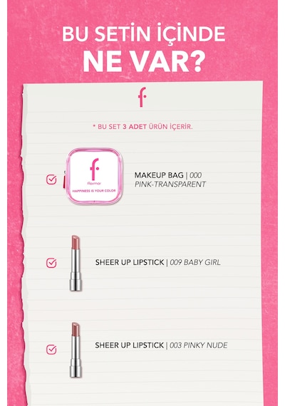 Flormar Sheer Up Lip Duo Pembe Çantalı 2 Li Ruj Seti SET216