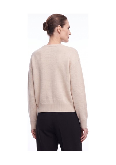 Fabrika F6wl-kzk0139 Bej Kadın Bisiklet Yaka Taşlı Regular Fit Triko Kazak