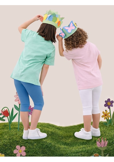 Denokids Kız Çocuk Tayt 2'li Paket Pamuk Krem ve Mavi Tayt Yazlık
