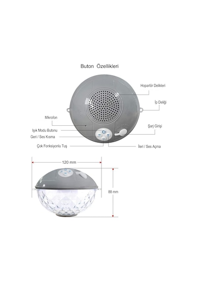 Hymark Bluetooth Bt601 Havuz Hoparlörü Renkli Rgb Led Işık Ip68 Su Geçirmez Dahili Şarjlı Pilli Ses Bombası