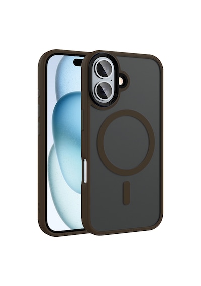 Apple Uyumlu iPhone 16 Plus Kılıf Mat Arka Yüzey Wireless Şarj Özellikli Zore Flet M-safe Kapak Rose Brown