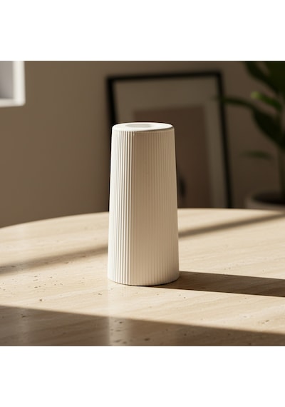 10cm - Premium - Dikey Çizgili Vazo - Modern - İskandinav Esintisi