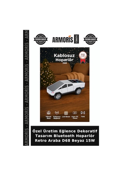 Özel Üretim Eğlence Dekoratif Tasarım Bluetooth Hoparlör Retro Araba D68 Beyaz 15w