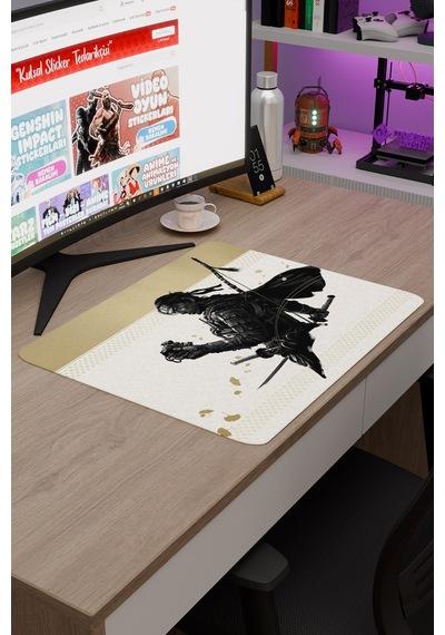 Ghost Of Tsushima Kaymaz Dikişli Kauçuk Oyuncu Mousepad V1 - 48x40 Xl Gaming Mouse Pad Fare Altlığı