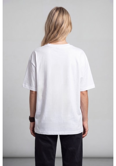 Black Nova Oversize Baskılı Unisex %100 Pamuk T-shirt Live Free Beyaz