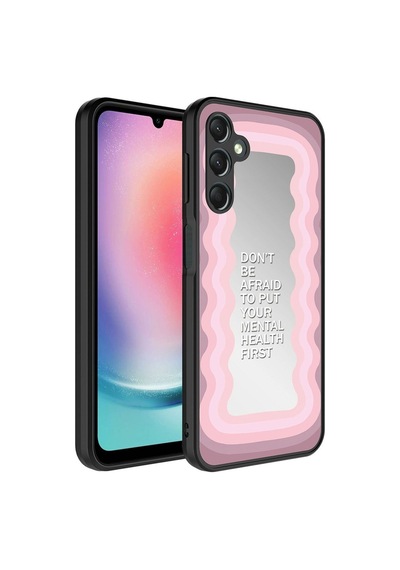 Samsung Uyumlu Galaxy A14 Kılıf Aynalı Desenli Kamera Korumalı Parlak Zore Mirror Kapak Ayna