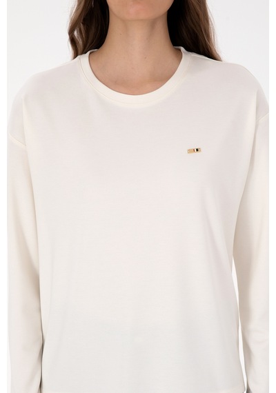 U.S. Polo Assn. Kadın Krem Bisiklet Yaka Sweatshirt 50318159-VR071