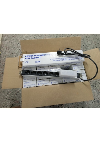 19" 1U 6'Lı Schuko Sigortalı Alüminyum Rack Kabin PDU(25 ADET)