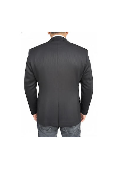 Plus Scorpion Erkek Bej Slim Fit Blazer Ceket Çizgili Dokulu Kumaş Çift Düğmeli Siyah
