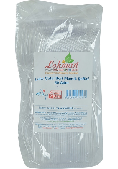 Lokman Avm Lüks Çatal Sert Plastik Şeffaf 50 Adet 1 Paket Şeffaf