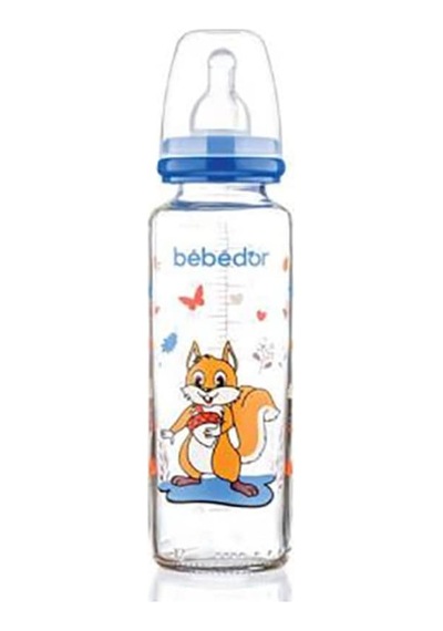 Bebedor B-31302 Desenli Cam Biberon 250 ML Mavi