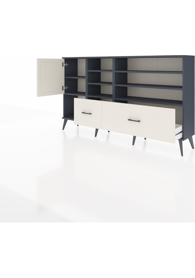 Arges Konsol 8 Raflı 2 Çekmeceli Tek Kapaklı 176x30x99 Antrasit-aytaşı Aytası - Antrasıt Arges Konsol 8 Raflı 2 Çekmeceli Tek Kapaklı 176x30x99 Antrasit-aytaşı Aytası - Antrasıt