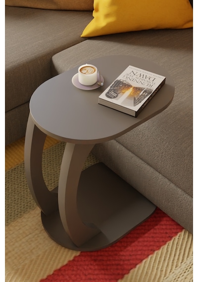 Oval Antrasit Gri C Sehpa Modern,dayanıklı Hareketli Tekerlekli Yan Sehpa Salon, Ofis, Yatak Odası Antrasit
