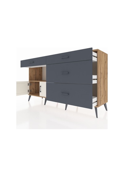 Hyperion Konsol Tek Raflı 4 Çekmeceli 2 Kapaklı 176x44x99 Çam-ayt Çam-aytaşı/antrasit Hyperion Konsol Tek Raflı 4 Çekmeceli 2 Kapaklı 176x44x99 Çam-ayt Çam-aytaşı/antrasit