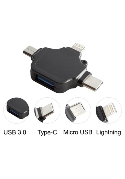 Lightning Apple Uyumlu iPhone  Type-c Micro Usb 3in1 Usb 3.0 Dişi Otg Çevirici