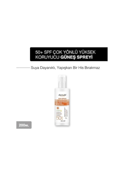 Dermokil Sun Sprey Çok Yönlü Yüksek Koruyucu Güneş Spreyi 50 Spf 200 Ml X 3 Adet