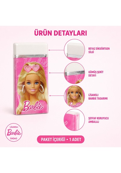 Bakgelal Barbie Resimli Silgi Beyaz Çocuk Silgisi Okul Ve Kırtasiye Malzemesi - 9084126225302
