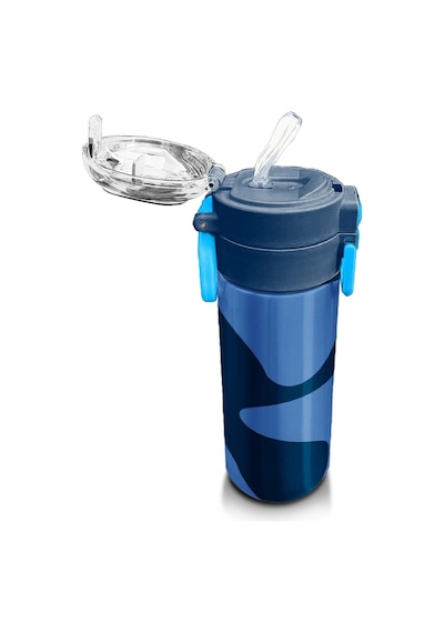 Coral High Kids Lacivert Mavi Desenli Pipetli Ve Direkt İçim Çelik Termos 500 Ml 31888 Lacivert