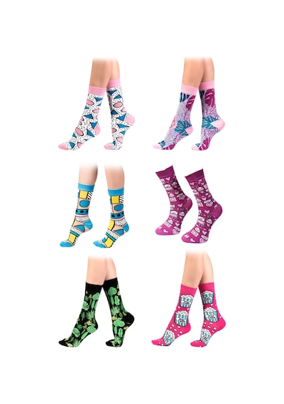Ozzy Socks 6'lı Organik Pamuklu Dikişsiz Kadın Çok Renkli Desenli Çorap (448387888) Çok Renkli