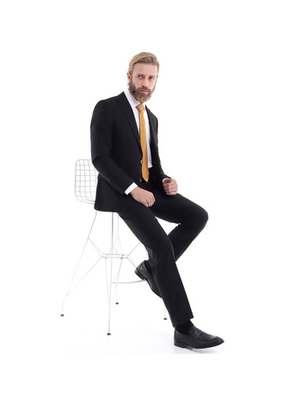 Presto Erkek Takım Elbise Regüle Fit 6 Drop Siyah 572-001 Siyah